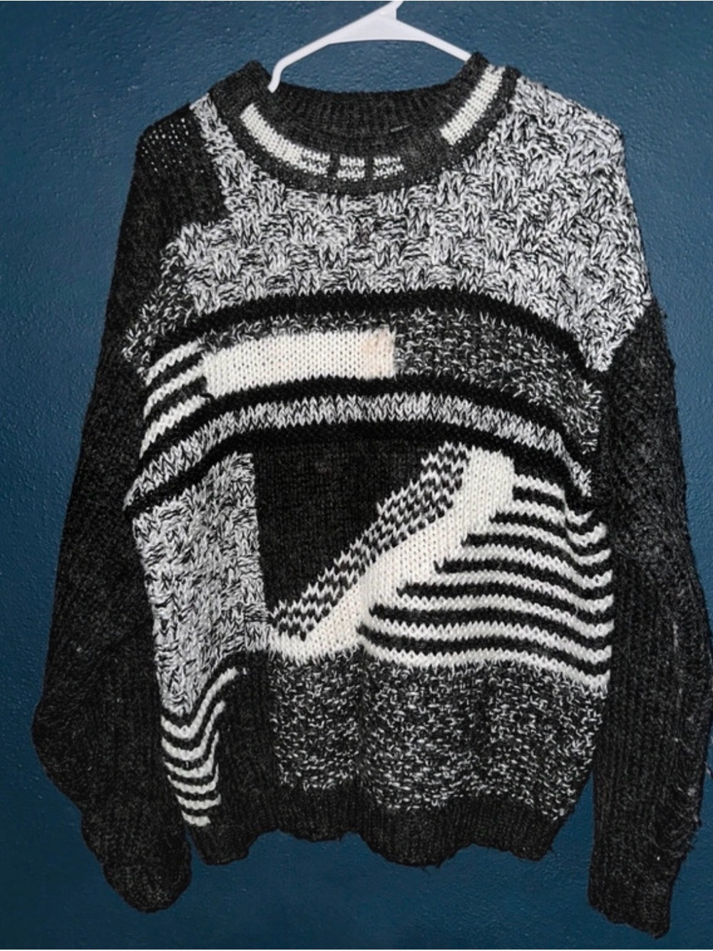 VTG Chunky Knit Street scenes Sweater - XL
